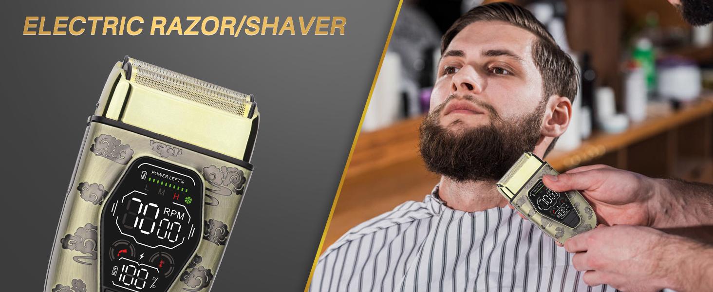 Hair Clippers for Men Professional, T-Blade Hair Trimmer for Men, Electric Shaver Razor, Beard Trimmer, 3 in 1 Cordless Barber Clippers and Trimmers Set, Haircutting Kit LCD Display (Bronze)