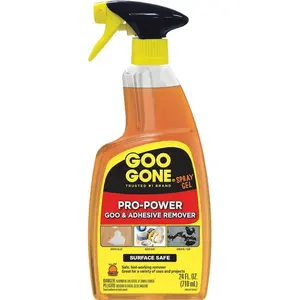 Goo Gone 24 oz. Pro-Power Adhesive Remover Spray Gel,adhesive remover,sticky residue remover,sticker remover,label remover,tape residue remover,gum remover,tree sap remover,tar remover,drip-free cling gel,low VOC formula,mess-free cleanup,citrus power,gel