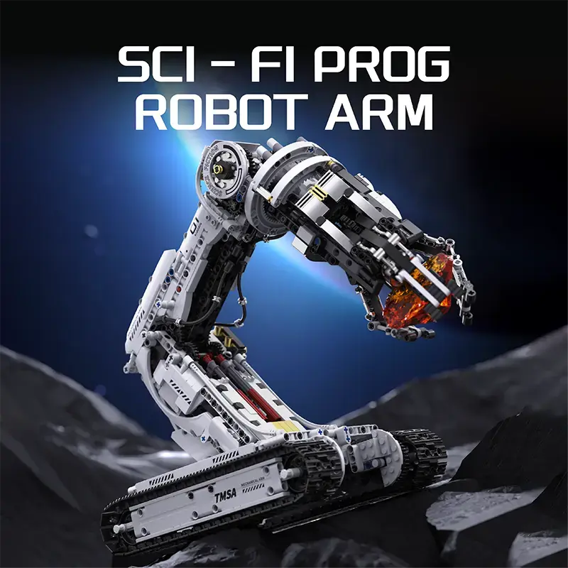 Aopuro_us Sci-Fi Programmable Tracked Robot Arm Building Block Set - DIY STEM Learning Toy with Brick Parts, 3D Puzzle Model Building Kits, Crafting Fun Gift for 12+ All Ages, Desktop Decor