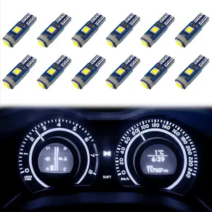12 PCS T5 LED Bulbs, 74 73 37 2721 Instrument Cluster Light Bulb, 12 Volt Bright Canbus Error Free LED Dashboard Light Bulb, 3030 SMD Automotive Replacement Bulbs (White)