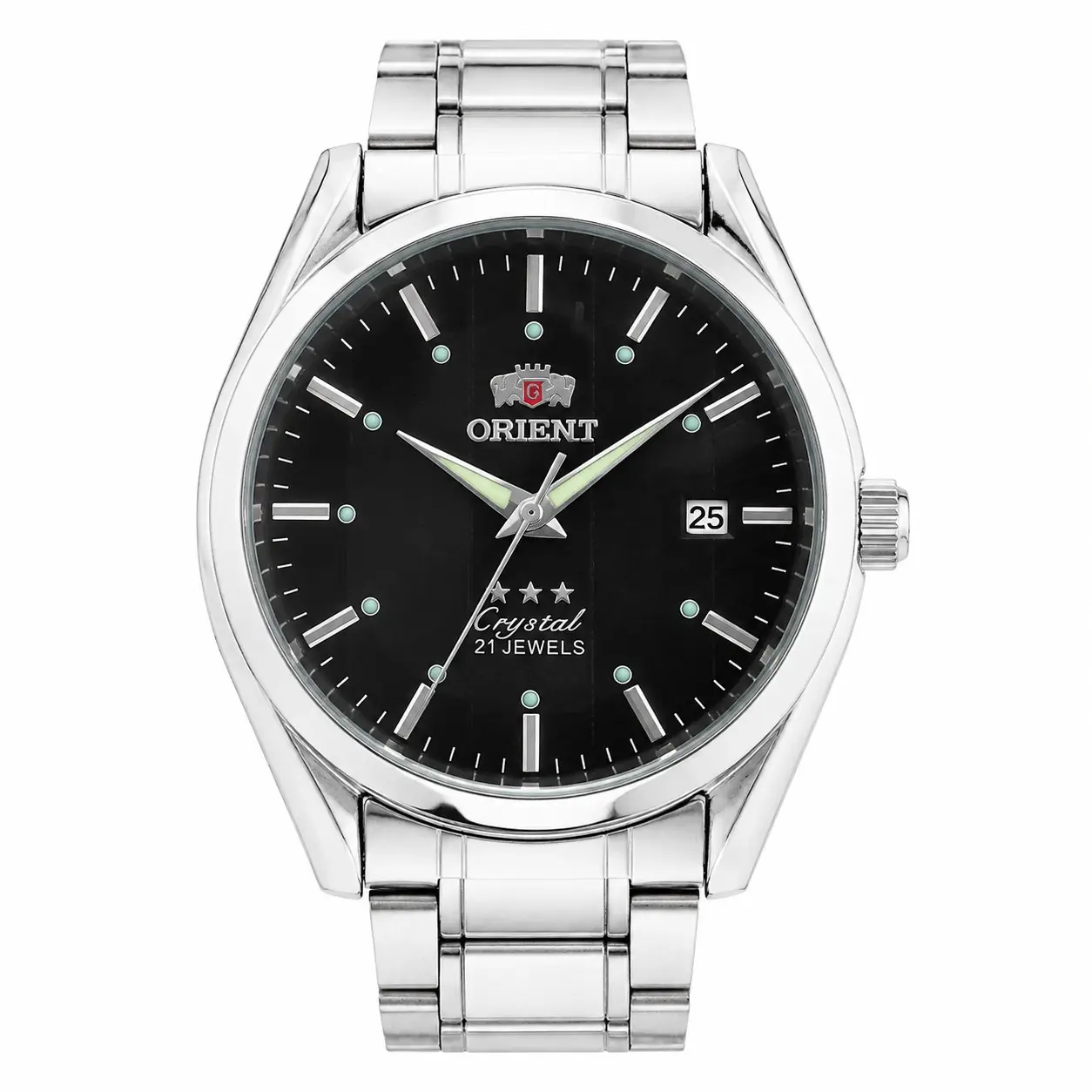 ORIENT Men Automatic Mechanical Watch, Minimal Index Dial with Date Display, 30M Waterproof, Stainless Steel Bracelet Dress Wristwatch. Great for business & daily wear, timeless casual timepiece, premium gift for gentlemen.