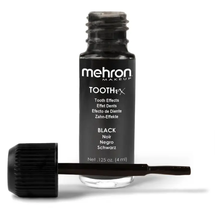 Mehron Makeup Tooth FX Black | Temporary Tooth Paint | Perfect for Creating Black Out Teeth Makeup, Rotten & Missing Teeth | SFX for Halloween, Cosplay, & Theater .125 oz (4 ml) | Made in the USA