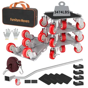 Upgrade Large Furniture ,Furniture Movers with 5 Wheels,Carbon Steel Panel Heavy Duty ,Furniture Lifter with 5 360 Rotatable Rubber Universal Wheels,Maximum Load 3474 LBS()
