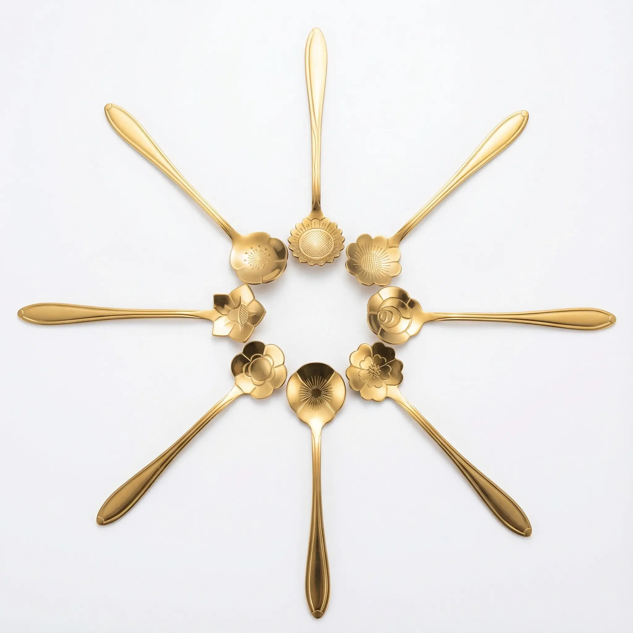 8 Pcs Gold Tea Spoons Gold Coffee Teaspoon Cute Gold Flower Spoons Stainless Steel Small Dessert Spoon for Stirring and Mixing Iced Tea Iced Coffee Milkshakes Ice Cream