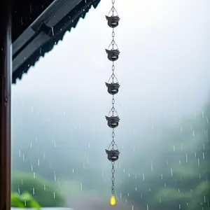 Outdoor Dragonfly Metal Rain Chain, Garden Decoration Hanging Ornament, Villa Landscape Drainage Rain Chain, Wind Chime