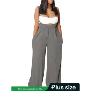 Plus Size Front Tie Pleated Wide Leg Pants, Casual Elastic Waisted, Women's Summer Fashion, Comfortable Plus Size Clothing, Stylish Loose-Fitting Bottoms