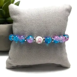 Limited Edition Infant Loss Awareness Pink and Blue Ribbon Unisex Mens and Womens Stretchy Bracelet