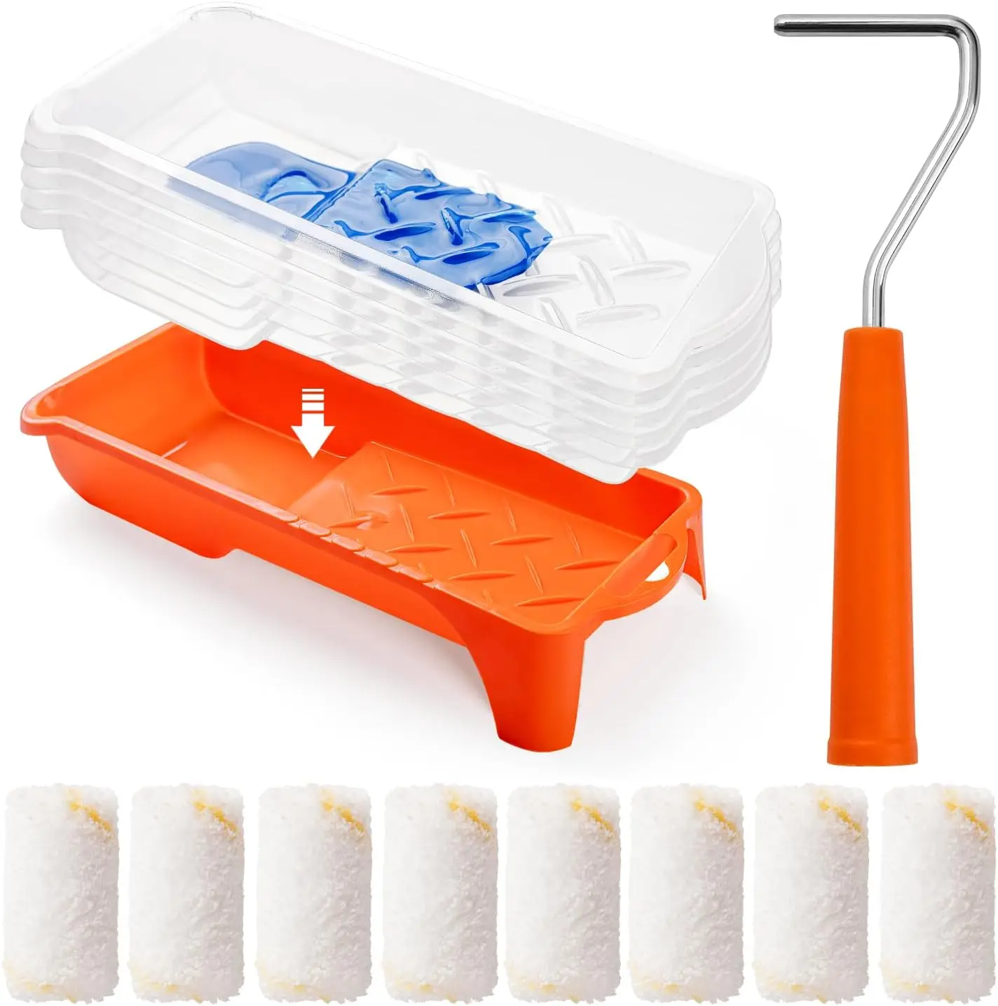 Paint Roller kit, 2 Inch 15 Pack Small Paint Roller Kit with Microfiber Paint Roller Covers