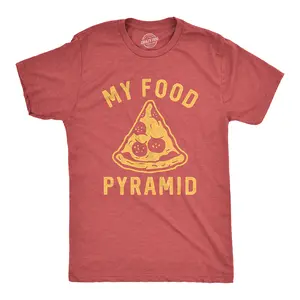 Mens Funny T Shirts My Food Pyramid Sarcastic Pizza Graphic Novelty Tee For Men Mens Funny T Shirts Cool Vintage Fashion T-Shirt Gift Classic Menswear Funny Food Short Sleeve Novelty Tees for Guys Red - Food