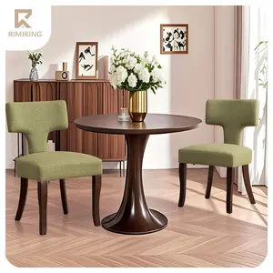 #Summervibes【Mothersdaygift】RIMIKING, Upholstered T-Shaped Backrest Dining Chair (Set of 2), Accent Side Chair, Ergonomic Curved Design, Rubberwood Legs,C187