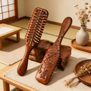 Vintage Wooden Air Cushion Comb, Anti-Knot Hair Care, Relieves Scalp, Portable Home Use, Bedroom Grooming, Daily Care, Detangling Brush, Anti Tangle Brush