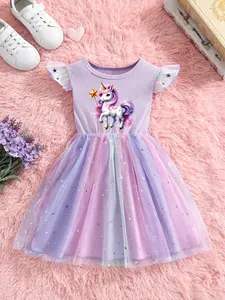 Unicorn Horse Pattern Dress, Loose-Fit Casual Dress, All-Season Wear, Lightweight Fabric, Perfect for Parties and Special Occasions