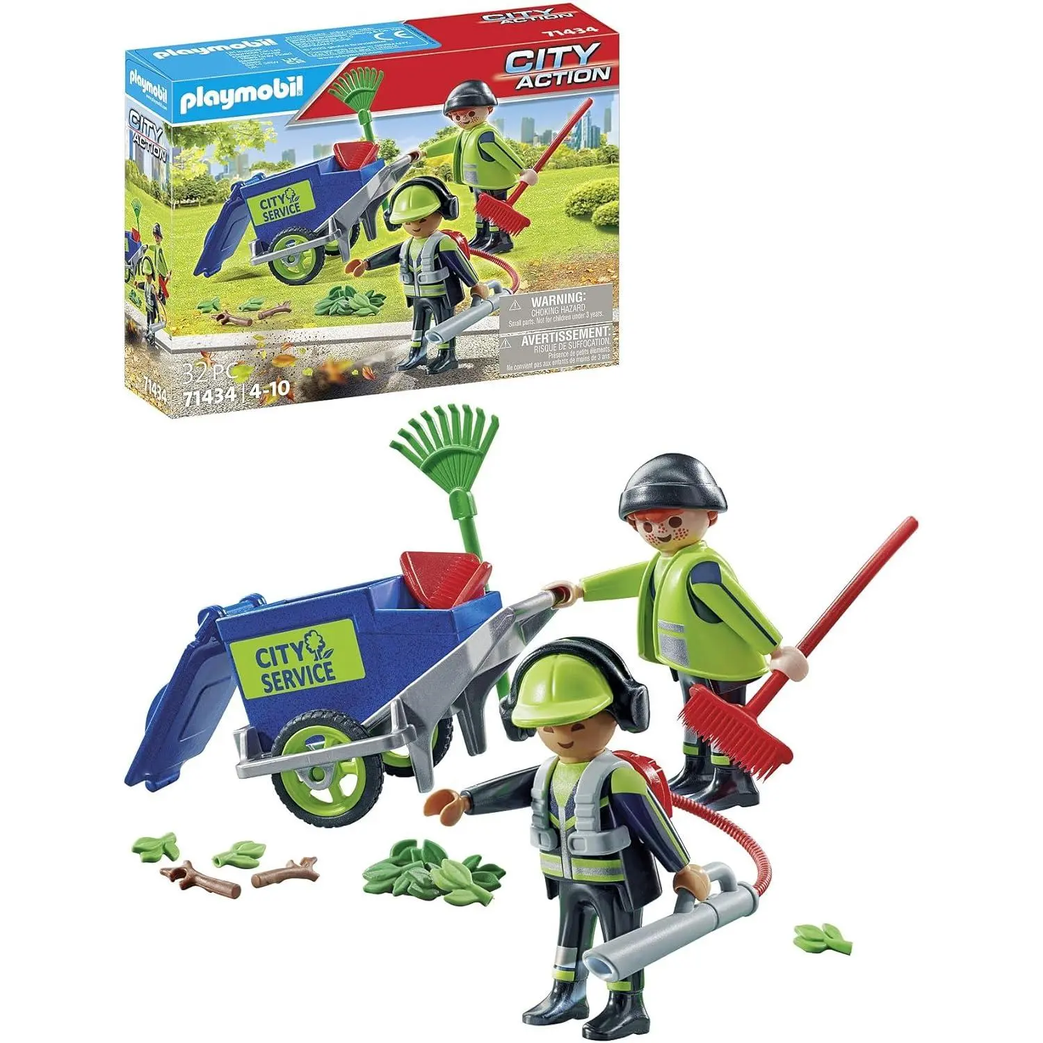 PLAYMOBIL City Action 71434 Cleaning Team with Street Sweeper Vehicle, Detailed Tools, - Kids Play