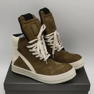 Retro shoes Men's genuine leather lace-up suede round-toe high-top shoes, women's couple's short boots
