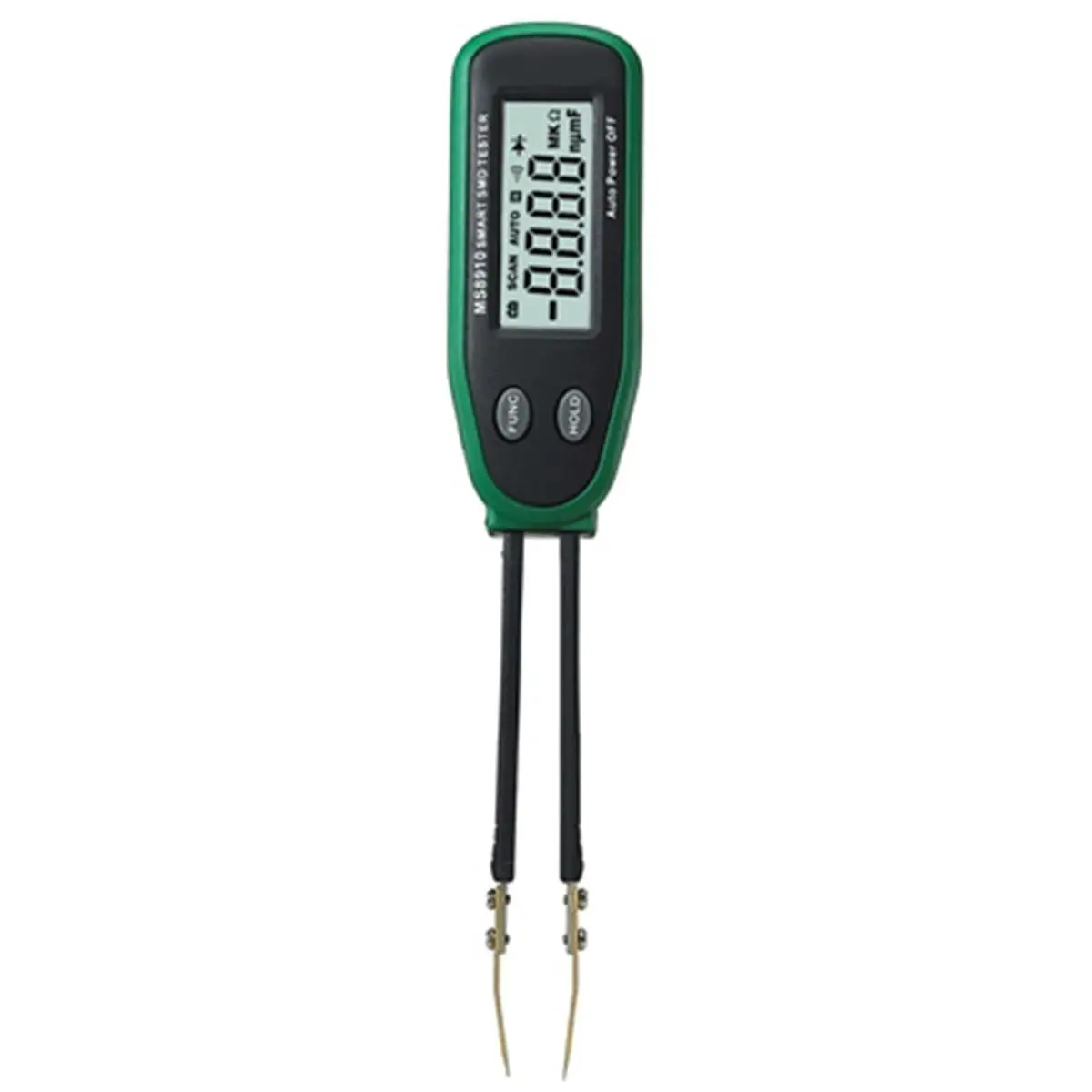 RSR ELECTRONICS Digital Tweezer SMD Tester - Digital Component Tester for Measuring Resistors, Capacitors, R/C Components, 8" L x 2.5" W x 1.25" H, 5.0 oz, Battery-Compatible, Auto Power Off, Built-in High-Precision Probe