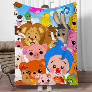 Plim Plim Blanket Cozy Cartoon Nap Blanket with Plim Plim Enjoy a Fun Circus Trip, Flannel Material Super Soft Baby Blanket Kids Gift