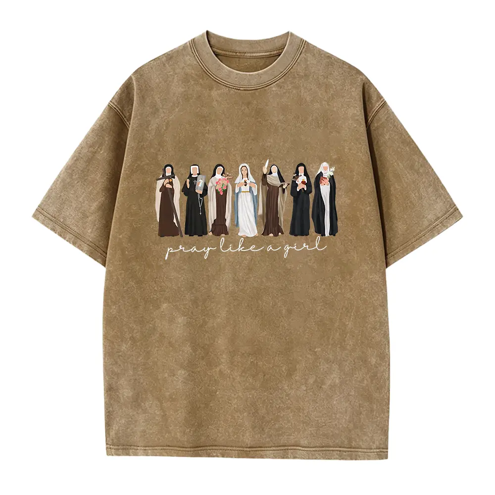 Catholic Saint Shirt: Pray Like A Girl Christian Tee