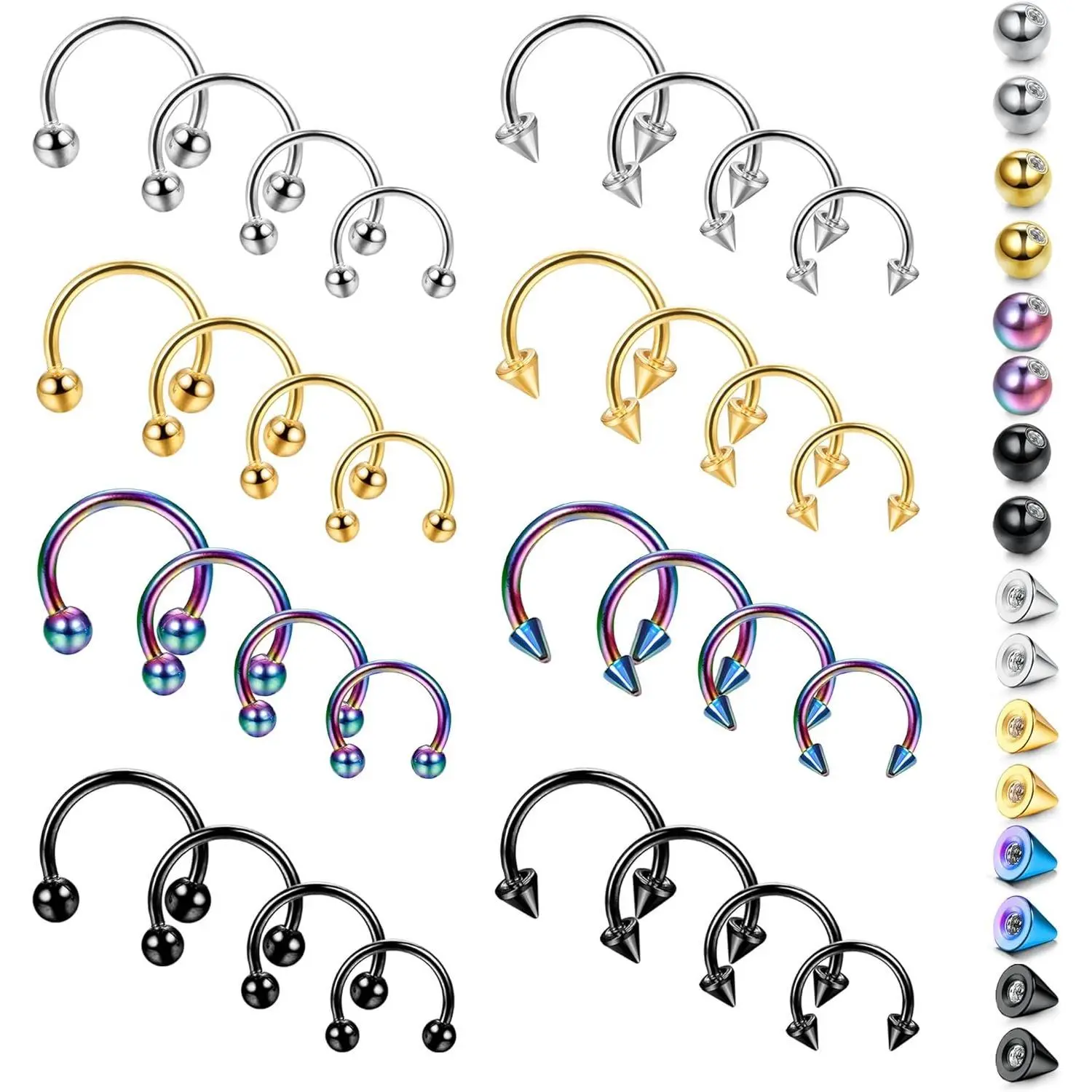 FLORIDECO 32Pcs 16G Stainless Steel Unisex Piercing Kit ...