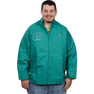 OnGuard Industries Size XL Green Chemical Rain Flame Resistant/Retardant Jacket 1 Pocket, 58" Chest, PVC, Polyester & Nylon, Zipper Closure 71032XL00