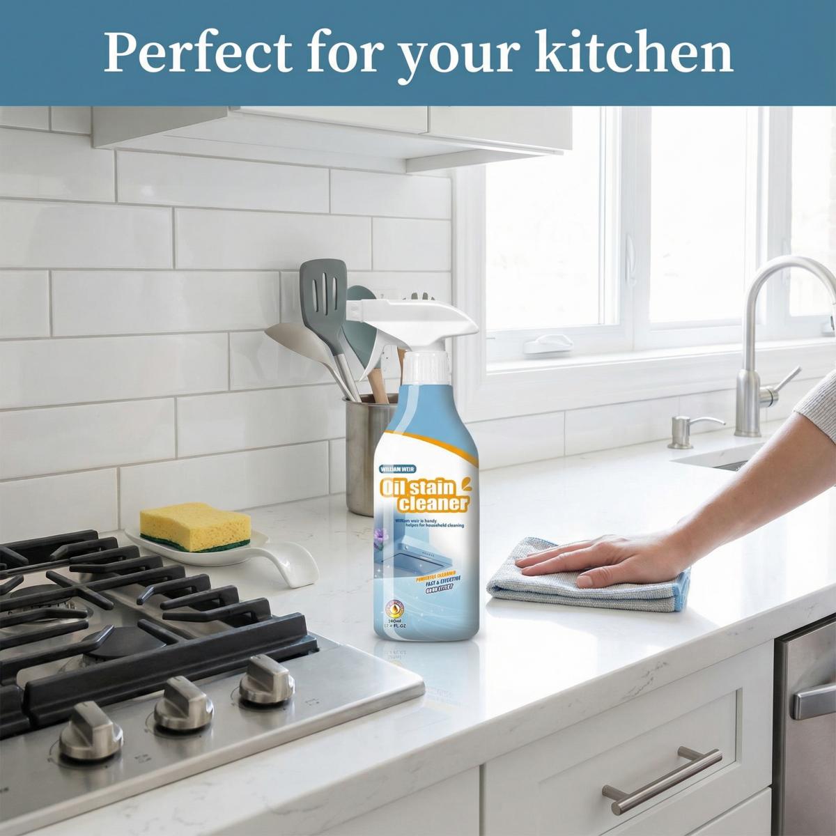 Kitchen All-Purpose Cleaning Spray, 500ml Powerful Grease Remover, For Floors Countertops Appliances, No-Rinse Quick Clean, 1 Bottle With 1 Sprayer For Household