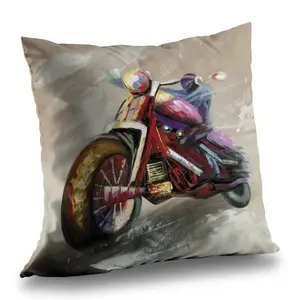Begin Home Decor C1PT1414FWLZCY 14 x 14 in. Abstract Motorcycle Throw Pillow - Contemporary Home Decor Insert