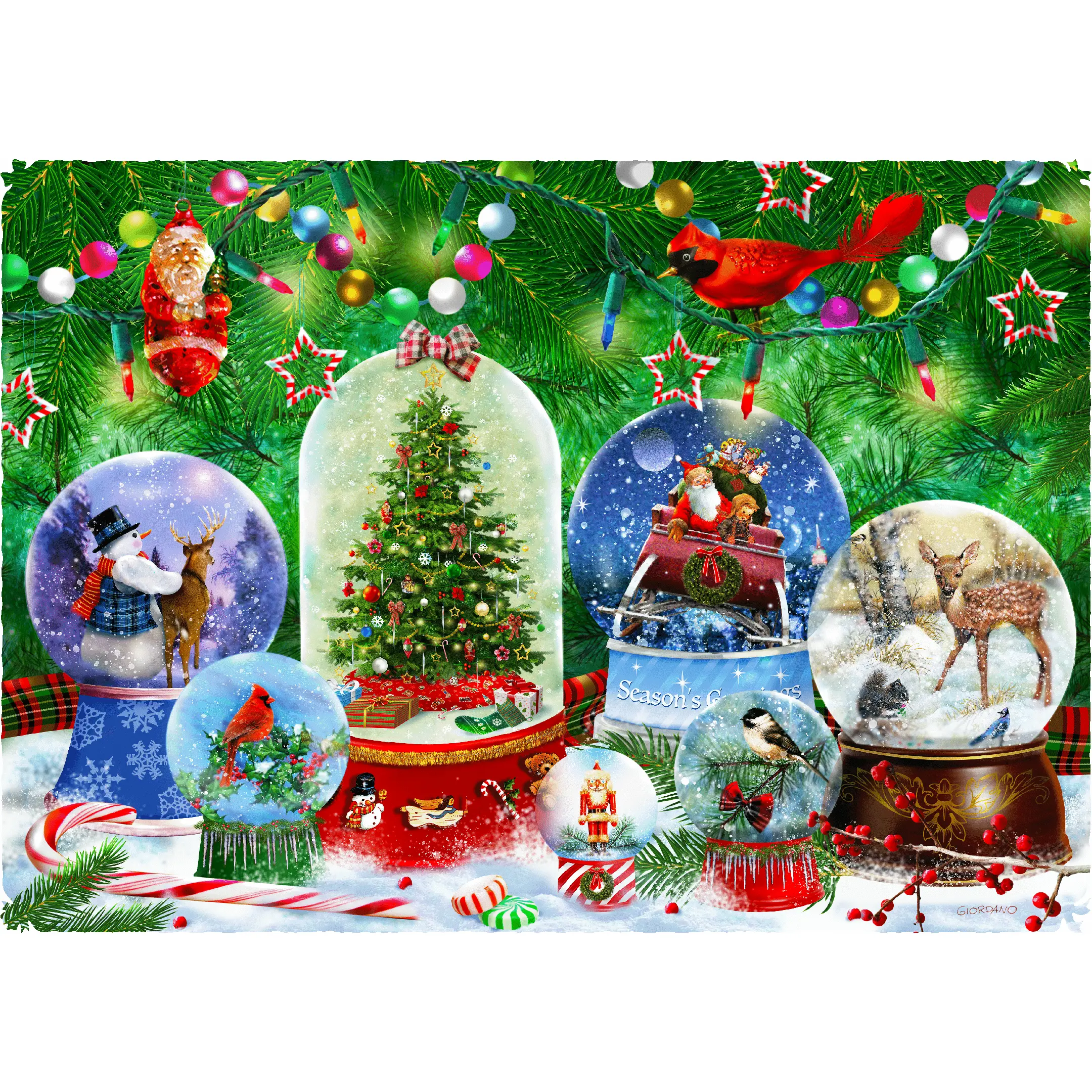 Snow Globe Magic (475 Piece Christmas Wooden Jigsaw Puzzle)