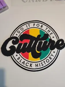 Do it For The Culture Glitter Chenille Patch - Full Color, 12 Inch Wide, 100% Cotton or Cotton/Poly Blend, High Pressure Heat Press Required