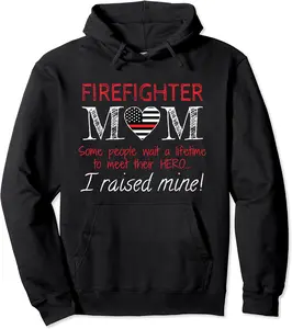 Firefighter Son Mom Support Thin Red Line Flag Gifts Moms Pullover Hoodie - Rubencordov Shop 33B081ZQM29J