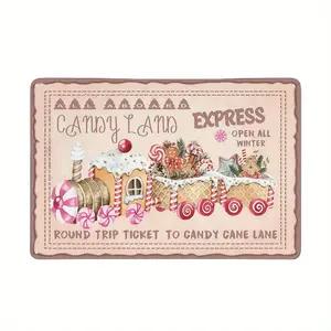 Candy Land Express Vintage Tinplate Metal Sign - Gingerbread Christmas & Thanksgiving Wall Decor - English Language - Multifunctional Decorative Plaque for Home, Farmhouse, Café, Kitchen - Perfect Gift for Holiday Decor Lovers