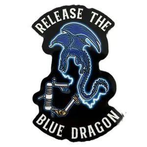Lineman Hardhat Sticker Blue Dragon - Perfect Gift for Linemen 3 Inch Size Unique Design Reflects Dedication & Respect for Job