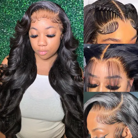 QUANDIAN Women's Classic 13x6 HD Lace Front Wig, Human Hair Body Wave, 200% Density, Pre-Plucked Natural Hairline, 4 Comb Grip, Heat Resistant, Hd Frontal Wig