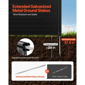 fathersdaygift VEVOR 2 Panels Outdoor Privacy Screen, 48x 48 in Air Conditioner Fence with 27.6 in Ground Stakes, Pool Equipment Enclosure, Horizontal Vinyl Privacy Fence, Ideal for Trash Can and A/C Units, Black