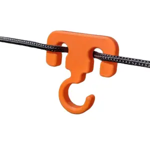 4-Pack 3D Printed Orange Camping Hooks, Portable Multi-Purpose Organizer Storage Hangers for Clothes, Outdoor Tent Rope Hanging & Home Use