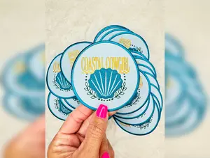 Round Coastal Cowgirl Embroidered Patch