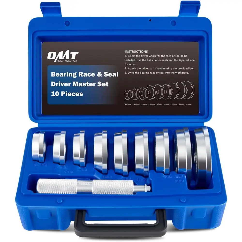 Bearing Press Kit, 10pc Bearing Race and Seal Driver Set with Seal Driver and 9 Bearing Adapters, Seal Installer Bearing Driver Kit For Bearing Installation