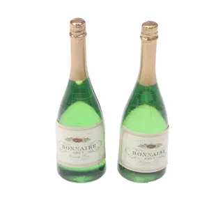 New 2Pcs Dollhouse Miniature Vitreous Champagne Bottles Glass Liquor Bottles Mini Wine Drink For Barbies Blyth Dolls Kitchen Toy