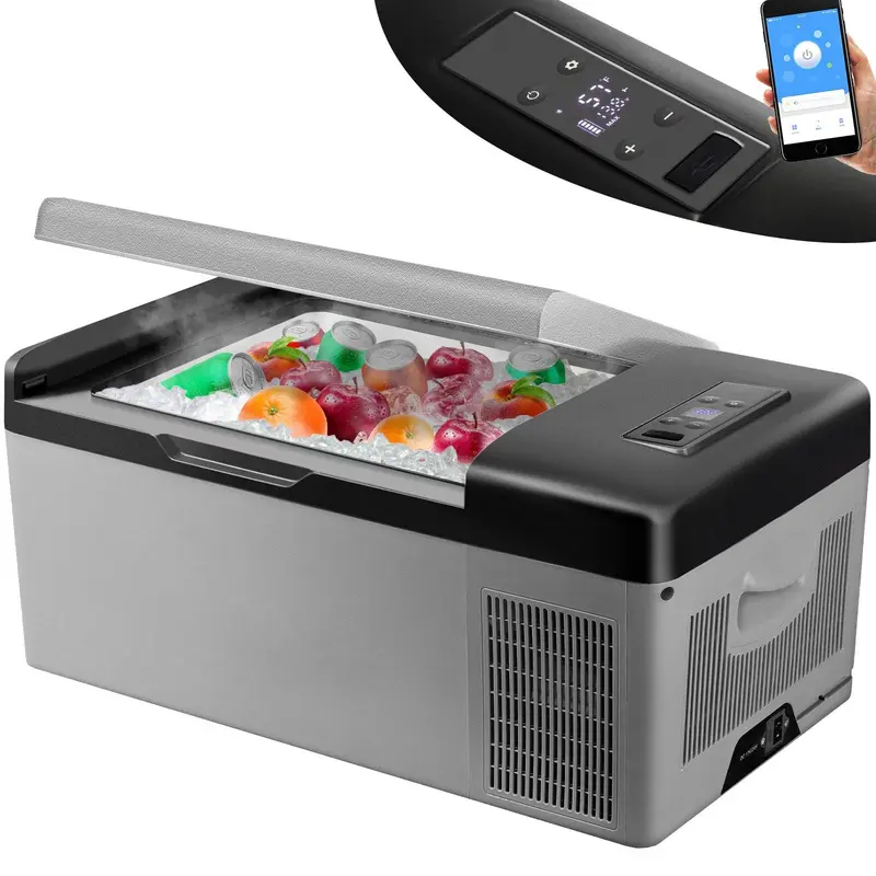 VEVOR Tough Compact 12V Multifunctional Refrigerator with Fast Cooling Freezer, Frosted Shell, APP & Touch Screen Control, -4℉-68℉ Range, 12/24V DC & 110-240V AC, Travel Camping Fishing Use #SohoChic
