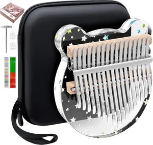 Kalimba Thumb Piano 17 Keys Cute Bear Star Crystal Acrylic Finger Piano for Kids Adults Beginners Music Lovers Gifts portable Mini Heart
