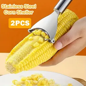 2PCS Stainless Steel Corn Peeler – Durable Corn Stripper & Cob Remover, Easy Kernel Removal Tool for Kitchen Use