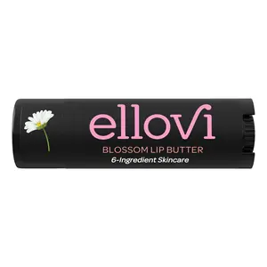 Ellovi Natural Lip Butter Balm Blossom Vegan Healing for Dry Chapped Lips Hydrating Brightening Nourishing Soothing Repairing Smoothing 6 Plant-Based Ingredients Chamomile Tangerine Oils Eco-Friendly Moisturizing Balm