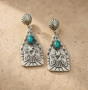 T-BIRD Silver Concho Stud Earrings, Classic Jewelry Accessory for Daily Wear