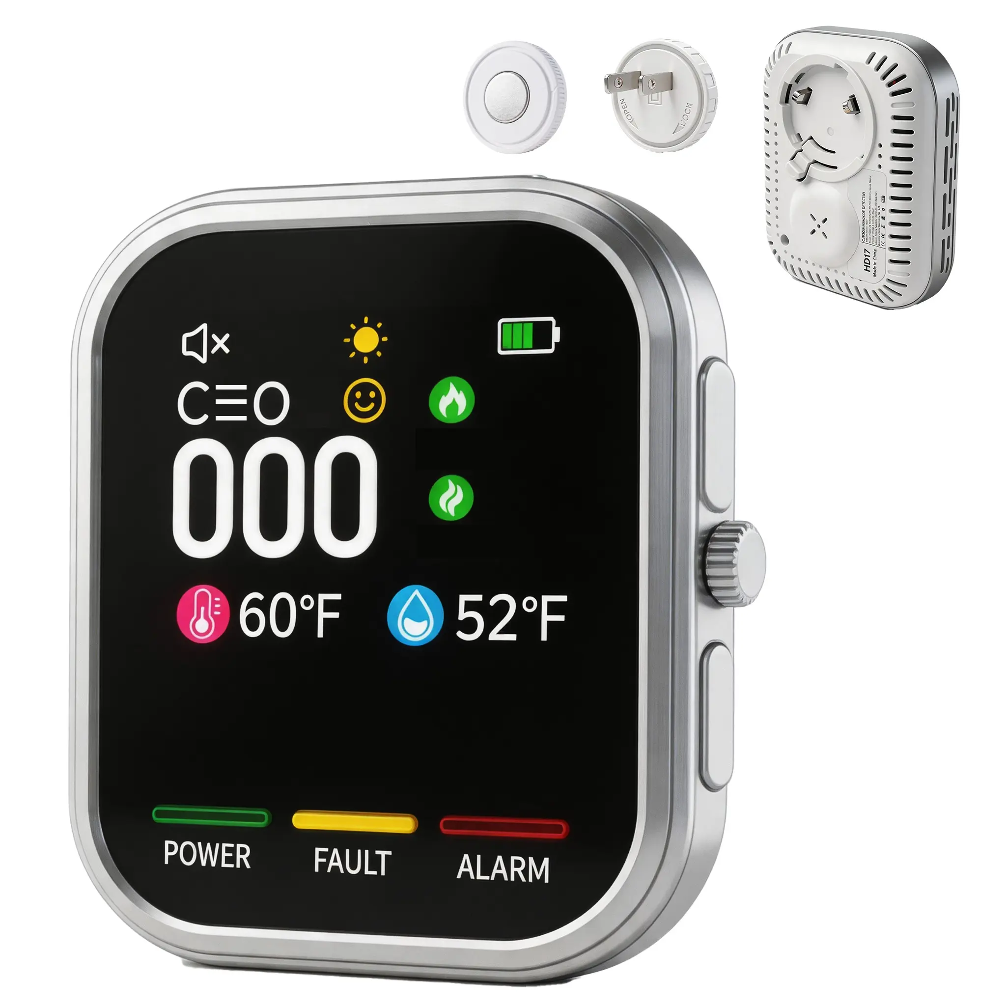 Poslani 6-in-1 Portable  Detector with Natural Gas & Temperature Humidity Sensors Plug-and-Play Design High-Definition Display Accurate Alerts Ideal for Kitchen Garage RVs Apartments