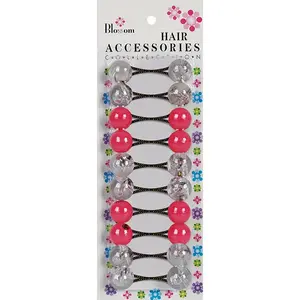 BLOSSOM - Hair Accessories Hair Knockers 10PCs CRYSTAL/HOT PINK #PPP01-05B