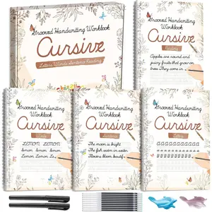 4 Pack Grooved Cursive Handwriting Practice Kit with Disappearing Ink Pens Magic  Grooved Cursive Writing Workbooks Copybook for Beginners (Words&Sentence&Reading&Letters