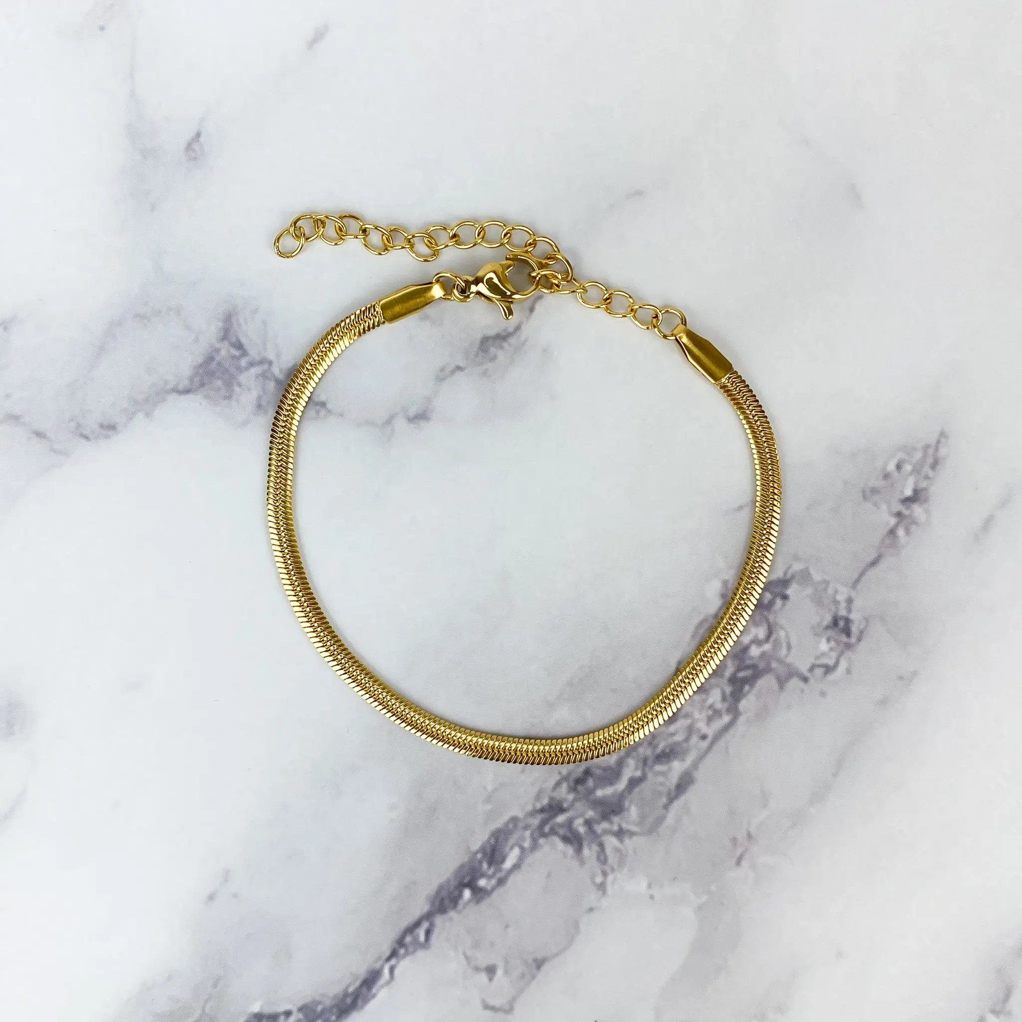 Ivy Thin Snake Chain Bracelet (Gold-Plated Stainless Steel, Waterproof, Tarnish-Resistant, Hypoallergenic)