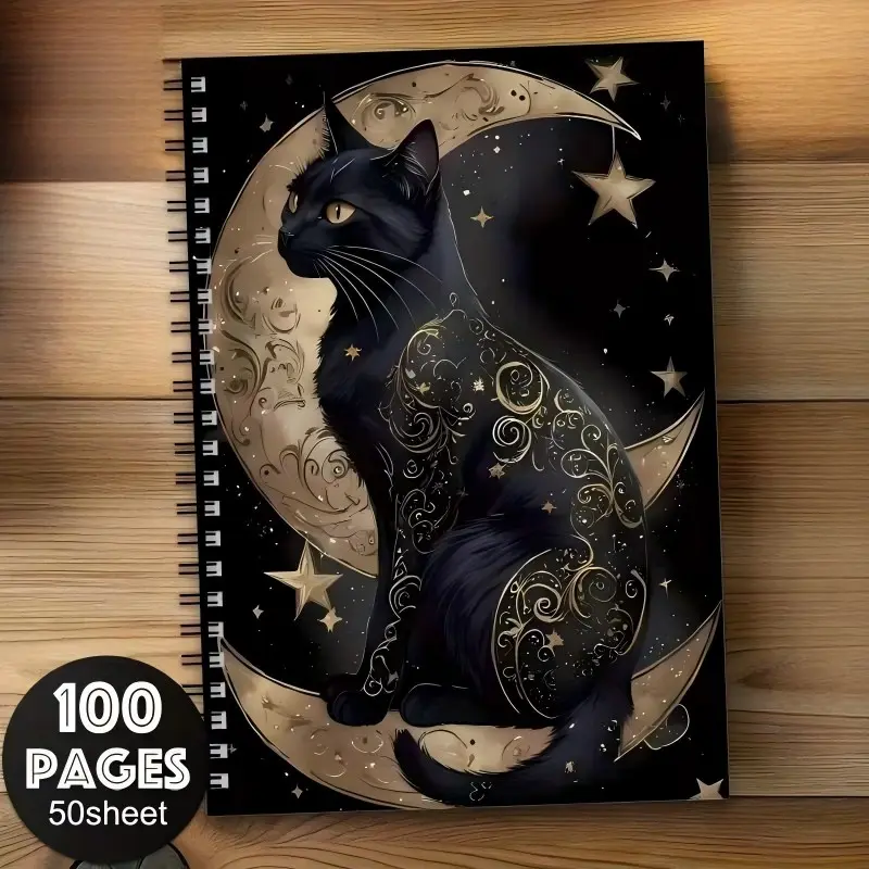 New A5 Cat Notebook, 100 Pages Sketchbook Spiral Bound Diary Book, Note Pad, Ideal for Drawing and Writing