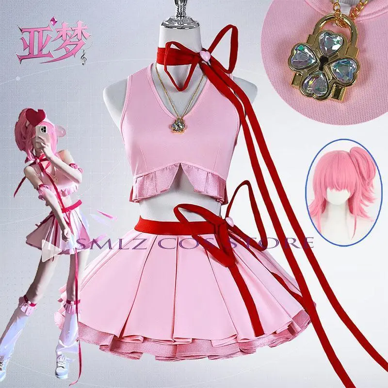 Hinamori Amu Cosplay Anime Shugo Chara Cosplay Amu Combat uniform Pink Girls Dress Sexy Wigs Jirai Kei For Halloween Party Suit