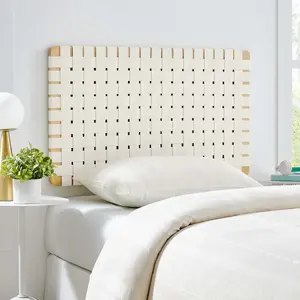Modway Sparta Weave Wall-Mount Twin Vegan Leather Headboard in Natural Beige
