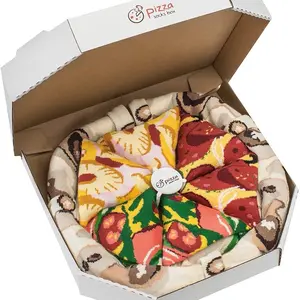 Pepperoni Pizza Socks | Gift  For Men and Women - 4 pairs Cotton Stylish Menswear Set