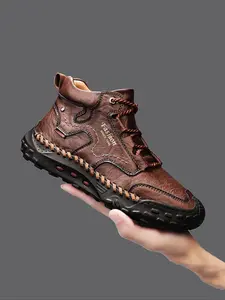 Men's Vintage Letters Print Lace Up Mid Top Sneakers, Fashion Walking Sneakers, Casual Comfortable Soft Sole Non-slip Sports Shoes, Fashionable Shoes for Daily Wear